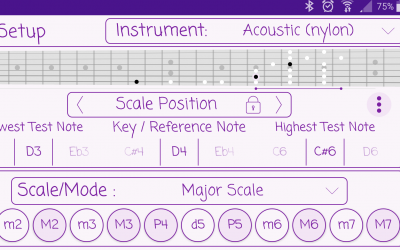 Major Scale with Guitar Layout in the Test Setup Screen